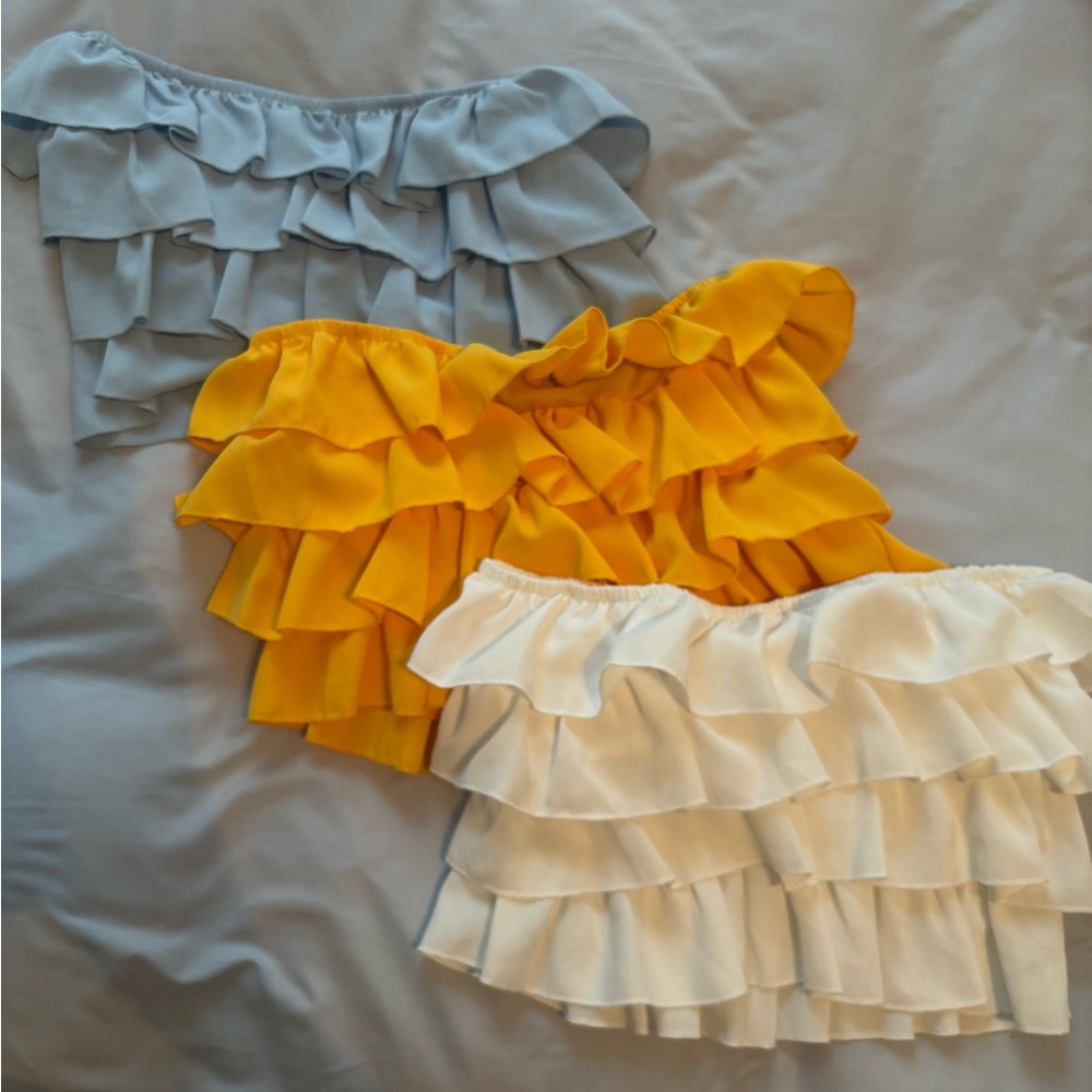 Set of 3 SHEIN ruffle crop tops